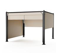 blumfeldt Pantheon Cortina Tonnelle 3x3 m - Cadre Aluminium, Toit Réglable & Panneaux Latéraux, Résistant aux Intempéries, Beige/Noir