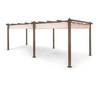 Blumfeldt Pantheon Rust Pergola tube carré en aluminium 3x6 m 4 poteaux d'angle hydrofuge Beige