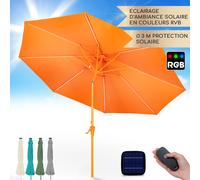 Blumfeldt Parasol de jardin déporté grand – panneaux solaires, LED, UV, étanche, réglable