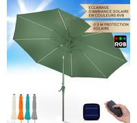 Blumfeldt Parasol de Jardin Exterieur et Balcon, Panneaux Solaires, Lumières LED, Protection UV, Etanche, Grand Parasol Deporte Réglables Hauteur et Angle, Parasols Exterieur Jardin, Avec ou Sans Pied