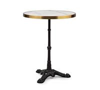 Blumfeldt Table bistrot Patras Lux - Art Nouveau, plateau marbre Ø57,5 cm, H72 cm, base fonte blanc