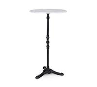 blumfeldt Patras Taverna - Table de bistrot avec Bord décoratif, Table Haute avec Pied en Fonte, Table de Bar d'intérieur et extérieur, imperméable, résistante au Gel, Ø 60cm, Hauteur 110 cm, Blanc