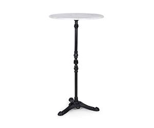blumfeldt Patras Taverna - Table de bistrot avec Bord décoratif, Table Haute avec Pied en Fonte, Table de Bar d'intérieur et extérieur, imperméable, résistante au Gel, Ø 60cm, Hauteur 110 cm, Blanc