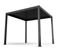 LuminaHaven Pavillon 3x3 m toit à lames en acier galvanisé protège du soleil, de la pluie et du vent