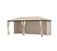 Blumfeldt Mondo Pergola 3x6m avec cadre métallique Pavillon 4 parois latérales polyester 160 g Résistant aux intempéries Beige