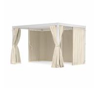 blumfeldt Pergola Aluminium 3x4 m - Toit Réglable, Rideaux & Moustiquaires, Armature Résistante, Protection UV, Blanc, pour Patio & Piscine, Blanc