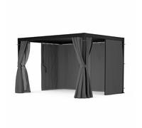 blumfeldt Pergola Aluminium 3x4 m - Toit Réglable, Rideaux & Moustiquaires, Armature Résistante, Protection UV, Blanc, pour Patio & Piscine, Noir