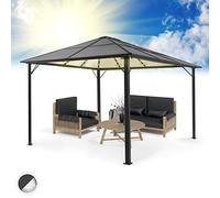 Blumfeldt Pergola Aluminium 3x4m Terrasse Avec Toit Rigide Polycarbonate, Verre Translucide Éclairage LED Réglable, Structure Alu