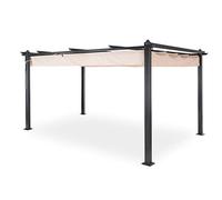 Blumfeldt Pergola Aluminium 3x4m, Tonnelle de Jardin avec Toit Rétractable, Kit Pergolas en Métal, Cadre en Aluminium, Protection UV