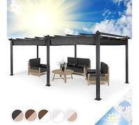 Blumfeldt Pergola Aluminium 3x6m, Pergola Terrasse, Tonnelle de Jardin avec Toit Rétractable, Kit Pergolas en Métal, Cadre en Aluminium, Protection UV, Alu avec Toit en Polyester Imperméable