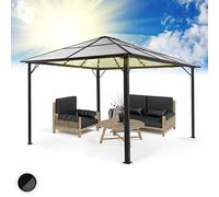 Blumfeldt Pergola Aluminium Polycarbonate 3x4m, Pergola Terrasse, Toit Rigide en Polycarbonate, en Verre Translucide et Eclairage LED Réglables, Structure Alu, 3x4, Tonnelle de Jardin