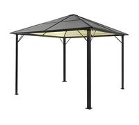 Blumfeldt Pergola en Aluminium 3x3m - Toit Rigide en Polycarbonate, Terrasse avec Verre Translucide et Eclairage LED Réglables, Structure Alu, Tonnelle de Jardin