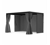 blumfeldt Pergola Aluminium 3x4 m - Toit Réglable, Rideaux & Moustiquaires, Armature Résistante, Protection UV, Blanc, pour Patio & Piscine, Noir