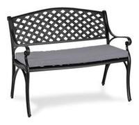 Pozzilli BL Set banc de jardin + coussins de siège noir & gris