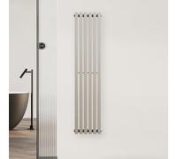 blumfeldt Radiateur Mural - 637 W Design Moderne en Acier, Tubes Chauffants Verticaux, Raccordement Central, Montage Mural, Radiateur pour Salle de Bain & Salon, 25x120 cm, Sable