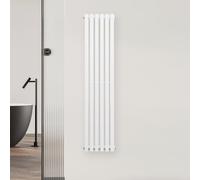 blumfeldt Radiateur Mural - 942 W Design Moderne en Acier, Tubes Chauffants Verticaux, Raccordement Central, Montage Mural, pour Salles de Bains & Bureaux, 25x120 cm, Blanc