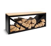 Firebowl Kindlewood L Black Meuble de rangement pour le bois et banc 104x40x35cm Bambou Zinc