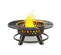 blumfeldt Rosario - Brasero 3 en 1, Feu de Camp, Barbecue et Table, Foyer Ø 120 cm, Grille de Barbecue Ø 70 cm, INOX avec Grille chromée, Charbon de Bois ou Bois de Chauffage, Noir