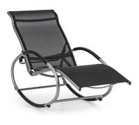 Blumfeldt Santorini Fauteuil de jardin à bascule - Rocking chair - Dossier réglable sur 3 positions - Aluminium & polyester - Noir