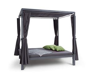 blumfeldt Senator Lounge - Bain de Soleil Double avec Toit, Pavillon Lounge, 188 x 208 x 205 cm, Rembourrage Confortable, Rideaux Occultants, Imperméable, Cadre en Acier, Max. 350 kg, Gris
