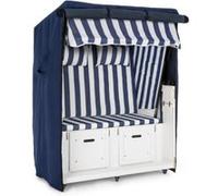 Blumfeldt Set Abri plage cabine chaise longue 2 places housse/roulettes - bleu