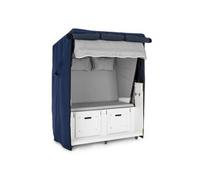 Blumfeldt Set Abri plage cabine chaise longue 2 places housse/roulettes - gris
