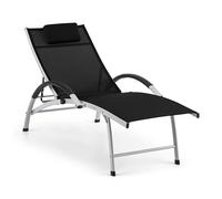 Sun Valley Chaise longue de jardin pliante avec coussin - noir