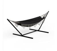 blumfeldt SwayStation Hamac - Hamac Suspendu Extérieur, 100 kg, Résistant aux Intempéries avec Crochets Antirouille, Tissu Polyester/Coton Confortable, Design Boho, Gris Foncé