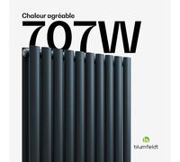 Blumfeldt Tallheo Radiateur eau chaude 60 x 60 cm 707 W Facile à installer Montage mural Chauffage Anthracite