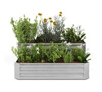 Blumfeldt Terrabox 120x90x50 cm Carré potager à 2 étages Argent