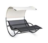 blumfeldt The Big Easy - Chaise Longue à Bascule, Ergonomique, Résistant aux intempéries, Toit imperméable, Protection UV, Acier, Usage intérieur et extérieur, Max. 350 kg - Noir