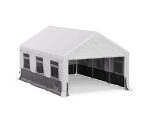 Blumfeldt Tonnelle - 6x4m, Tonnelle de Jardin Extérieur, Toile Résistante aux Intempéries, Parois Latérales avec Fenêtre