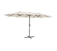 Blumfeldt Twin Peaks Parasol de jardin double , protection UV 50 , support aluminium , polyester hydrofuge - Crème Crème G