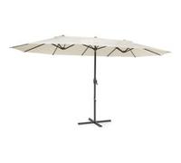 Twin Peaks Parasol de jardin double , protection UV 50 , support aluminium , polyester hydrofuge - Crème