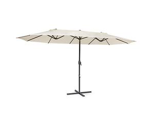 blumfeldt Twin Peaks - Parasol, Dimensions : 456 x 245 x 268 cm (lxHxP), Matériau : polyester, Facteur de protection UV 50, hydrofuge, pied en aluminium, protection antirouille, socle inclus, crème