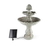 blumfeldt Vogelsbrunn - Fontaine Solaire, Idéal pour décorer Votre Jardin, Panneau Solaire, 3 W, Batterie 7,4 V / 2000 mAh, 2 étages, Pompe Miniature, 250 l/h, Gris