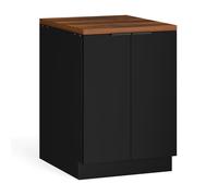 Blumfeldt WoodVista Meuble de cuisine Étagère cuisine Meuble bas Matériaux faciles d'entretien Noir & Marron