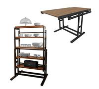 BLUMIE Table modulable (L120 x l78 x H77,5 cm) Convertible en Etagère - Style Industriel - Couleur Noyer