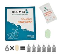 Blumix Lot de 6 tablettes de savon moussant pour les mains - Respectueux de l'environnement, tablettes moussantes nettoyantes douces, nettoyage zéro déchet, nettoyage efficace, il suffit d'ajouter de