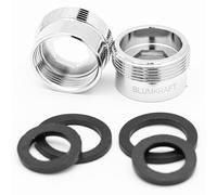 BLUMKRAFT Lot de 2 adaptateurs de robinet F18 - M22 métal massif laiton argenté 18mm femelle 22mm mâle (F18-M22 / M22-F18)
