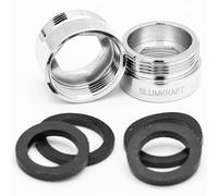 BLUMKRAFT Lot de 2 adaptateurs de robinet F20 - M22 métal massif laiton argenté 20mm femelle 22mm mâle (F20-M22 / M22-F20)