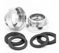BLUMKRAFT Lot de 2 adaptateurs de robinet F24 - M22 métal massif laiton argenté 24mm femelle 22mm mâle (F24-M22 / M22-F24)