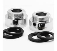 BLUMKRAFT Lot de 2 adaptateurs de robinet F26 - M22 métal massif laiton argenté 26mm femelle 22mm mâle (F26-M22 / M22-F26)