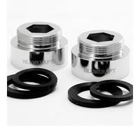 BLUMKRAFT Lot de 2 adaptateurs de robinet F28 - M22 métal massif laiton argenté 28mm femelle 22mm mâle (F28-M22 / M22-F28)