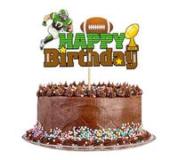 Blumomon 1 décoration de gâteau de rugby Happy Birthday - Thème sport - Décoration de gâteau de football - Symbole Super Bowl - Football américain NFL