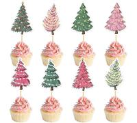 Blumomon 24Pcs Arbre De Noël Décoration De Cupcake Sélection Hiver Joyeux Noël Thème Baby Shower Fête d’Anniversaire Décoration De Gâteau Approvisionnement