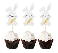 Blumomon 24pcs Easter Bunny Cupcake Toppers Rabbit Cake Topper Bunny Cupcake Toppers for Kids Girls Birthday Party Baby Shower Wedding Party Decorations