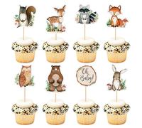 Blumomon 24Pcs Jungle Safari Animal Cupcake Top Joyeux Anniversaire Pour Les Enfants Décoration De Gâteau Animaux Sauvages Jungle Thème Party Supplies Baby Shower Party Supplies