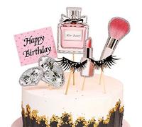 Blumomon 28 Pcs Paillettes Maquillage Décoration Gâteau Décoration Cupcake Diamant Parfum Lèvres Rouges Décoration Joyeux Anniversaire Fille Bachelorette Fournitures de Fête