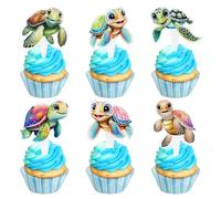 Blumomon 30 Stück Schildkröte Thema Cupcake Topper Geburtstagstorte Topper Unter dem Meer Party Supplies Kuchen Dekoration Ocean Theme Party Birthday Party Dekoration Supplies
